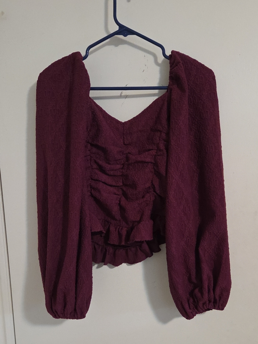 Promesa Burgundy Ruched Off-the-Shoulder Sweater
